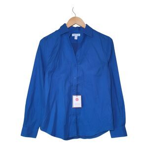 NWT Red House Ladies Small Non-Iron Diamond Dobby Shirt Royal Blue 100% Cotton